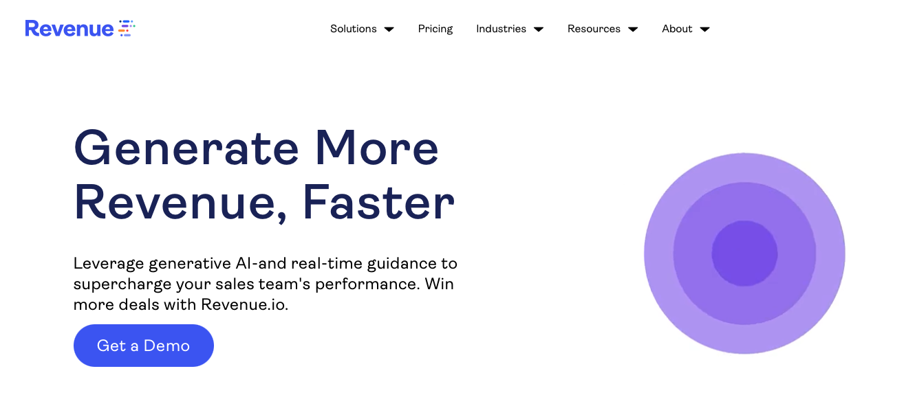 Screenshot of Revenueio website landing page